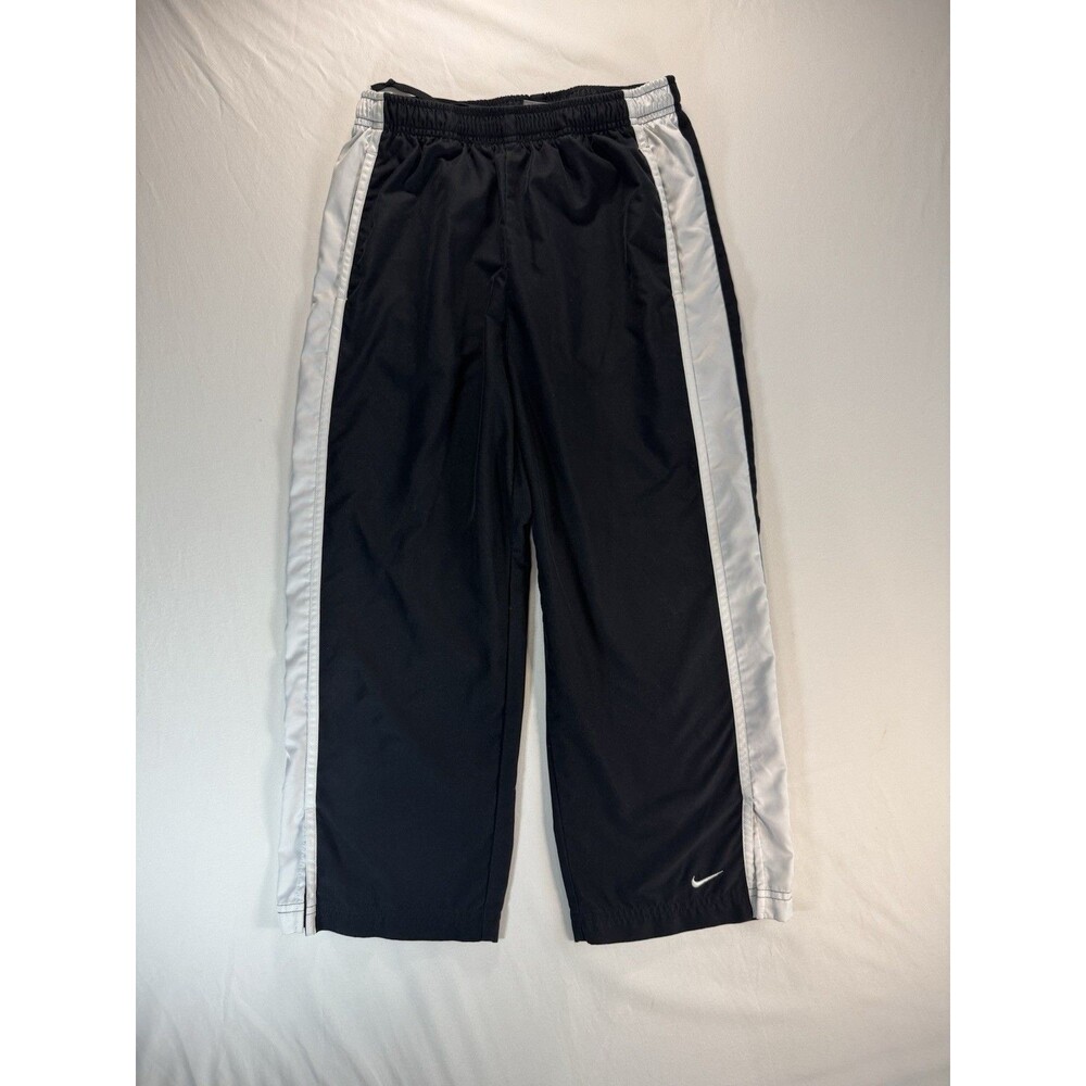 Nike Pants Youth Medium M Black White Stripe Mesh Lined Track Windpants